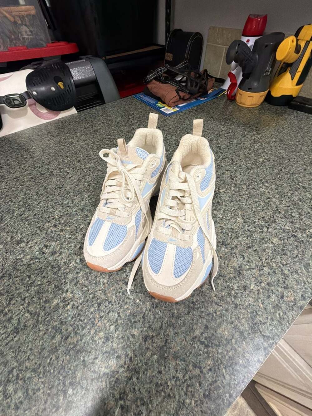 Reebok Chunky Cream and Light Blue Lifestyle Sneakers